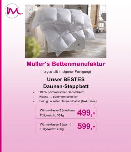 besser schlafen mit Daunen-Kassettendecken von Müller